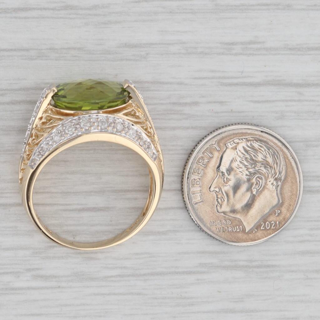 4,10ctw Peridot Diamant 14K Gelb Weißgold Cocktail Ring im Angebot 3