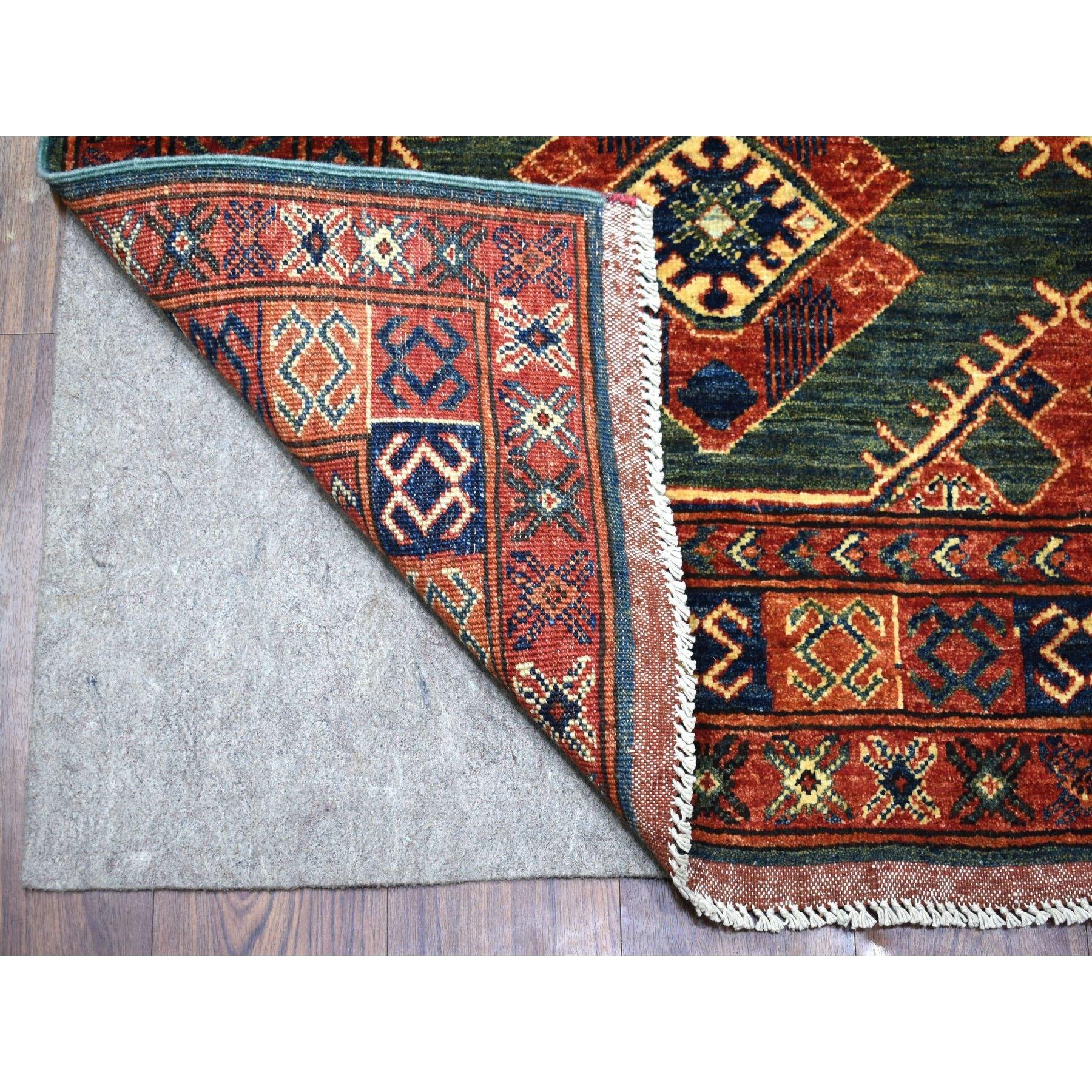 This is a truly genuine one-of-a-kind Teal Afghan Ersari With Geometric Design Hand Knotted Pure Wool Oriental Gallery Size Wide Runner Rug. It has been Knotted for months and months in the centuries-old weaving craftsmanship techniques by expert