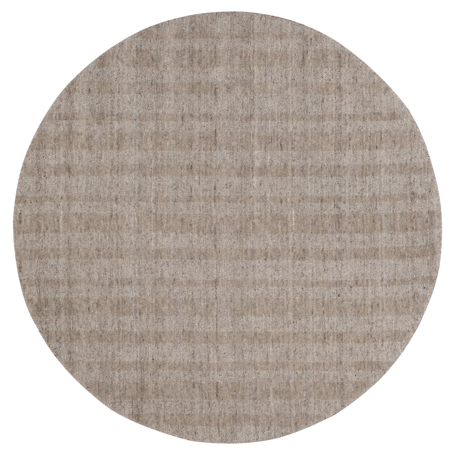 4
10 "x4
10" Braun Salz und Pfeffer Design Undyed Wolle Hand gewebt Runde Teppich im Angebot