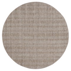 4'10"x4'10" Brown Salt and Pepper Design Undyed Wool Hand Loomed Round Rug
