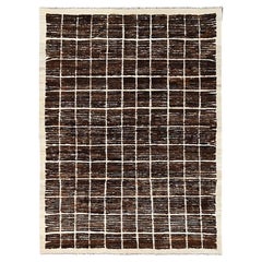 4
10"x6
4" Brown Moroccan Weave with Grid Design Hand Knotted Natural Wool Rug