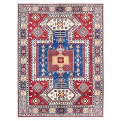 4'10"x6'5" Crimson Red Antique Karachop Kazak Design Hand Knotted Pure Wool Rug