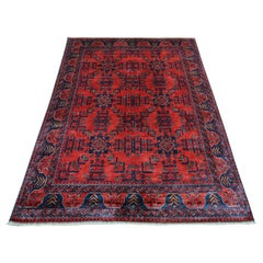 4'10"x6'6" Deep and Saturated Red Afghan Khamyab Soft Wool Hand Knotted Rug