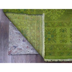 4'10"x6'9" Pear Green Overdyed Kazak Tribal Design Pure Wool Hand Knotted Rug