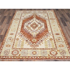 4'10"x6'9" Pecan Brown Anatolian Village Design Hand Knotted Wool Oriental Rug