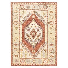 4'10"x6'9" Pecan Brown Anatolian Village Design Hand Knotted Wool Oriental Rug