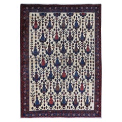 4'10"x7' Vintage Hand Knotted All Over Geometric Vase Design Wool Oriental Rug