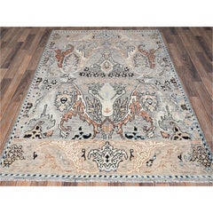 Tapis oriental en laine noué à la main, motif Garus de Bijar, gris, 122 cm x 216 cm