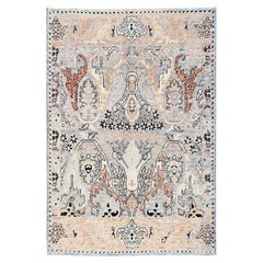 Tapis oriental en laine noué à la main, motif Garus de Bijar, gris, 122 cm x 216 cm