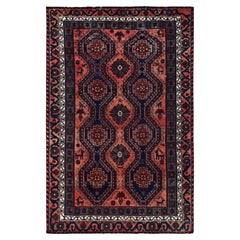 4'10"x7'10" Burnt Orange Vintage Persian Shiraz Wool Hand Knotted Oriental Rug