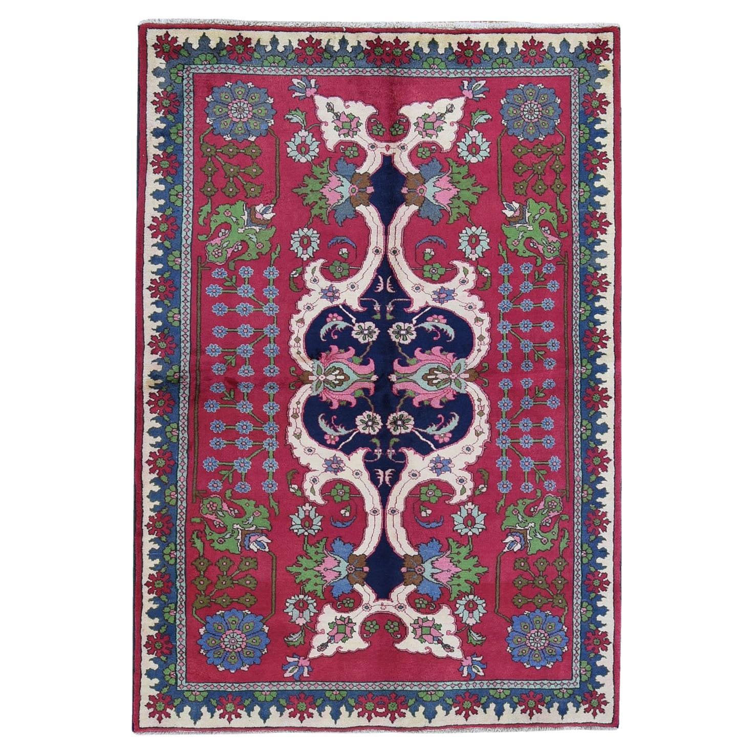4
10 "x7
2" Vintage Persisch Tabriz Bunte Blume Design Ausgezeichneter Zustand Teppich im Angebot