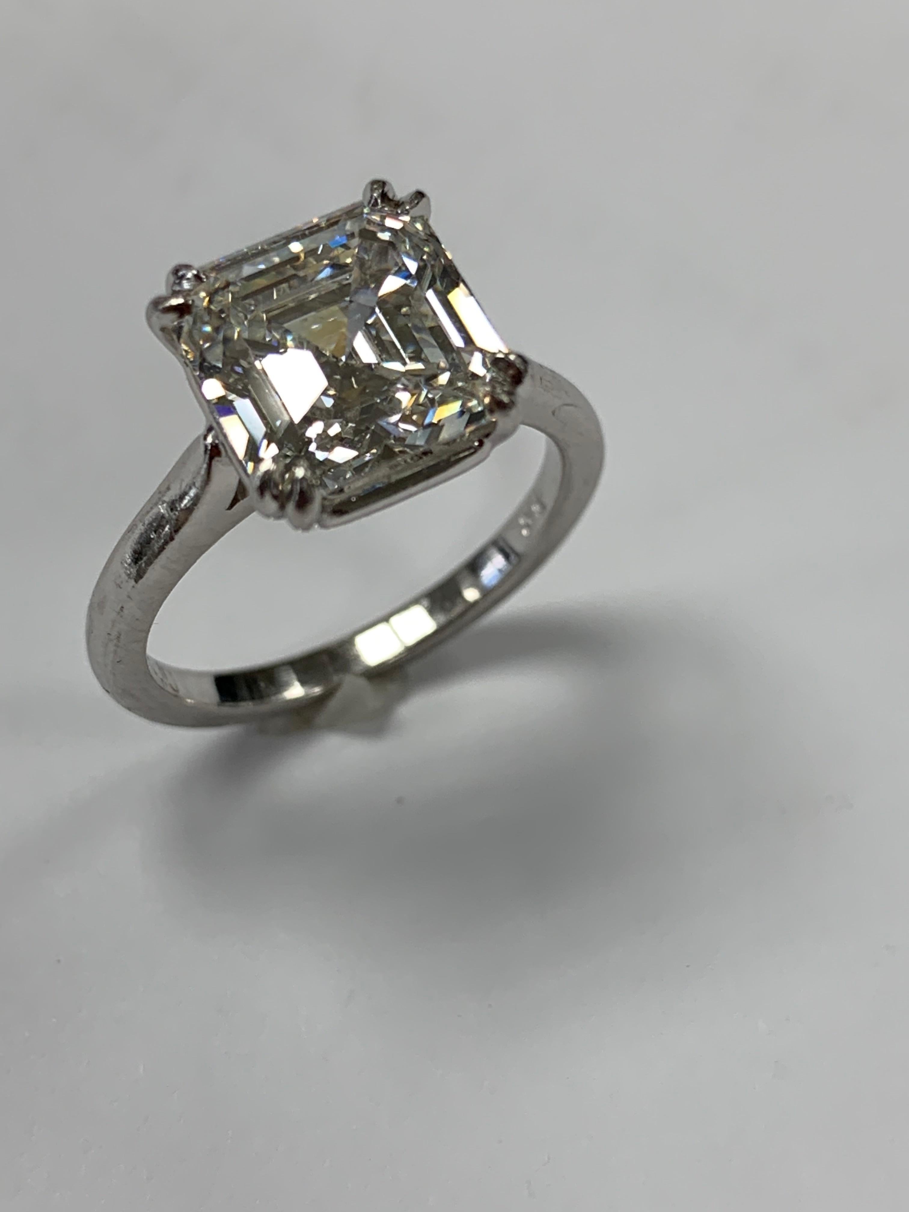 Contemporary 4.11 Asscher Cut Diamond Ring