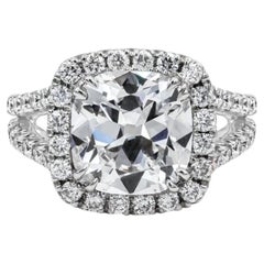 4.11 Carat Cushion Halo Diamond Ring Brilliant White 14K Gold Everyday Royalty