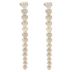 4.11 Carat Diamond Heart Drop Earrings in 18K Yellow Gold