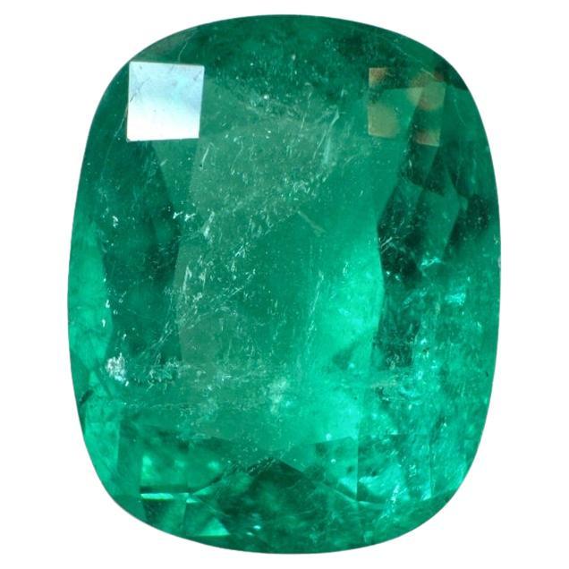 4.11 Carat Fine Bluish Green Colombian Emerald - Chivor Cushion Cut Gemstone