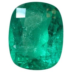 4.11 Carat Fine Bluish Green Colombian Emerald - Chivor Cushion Cut Gemstone