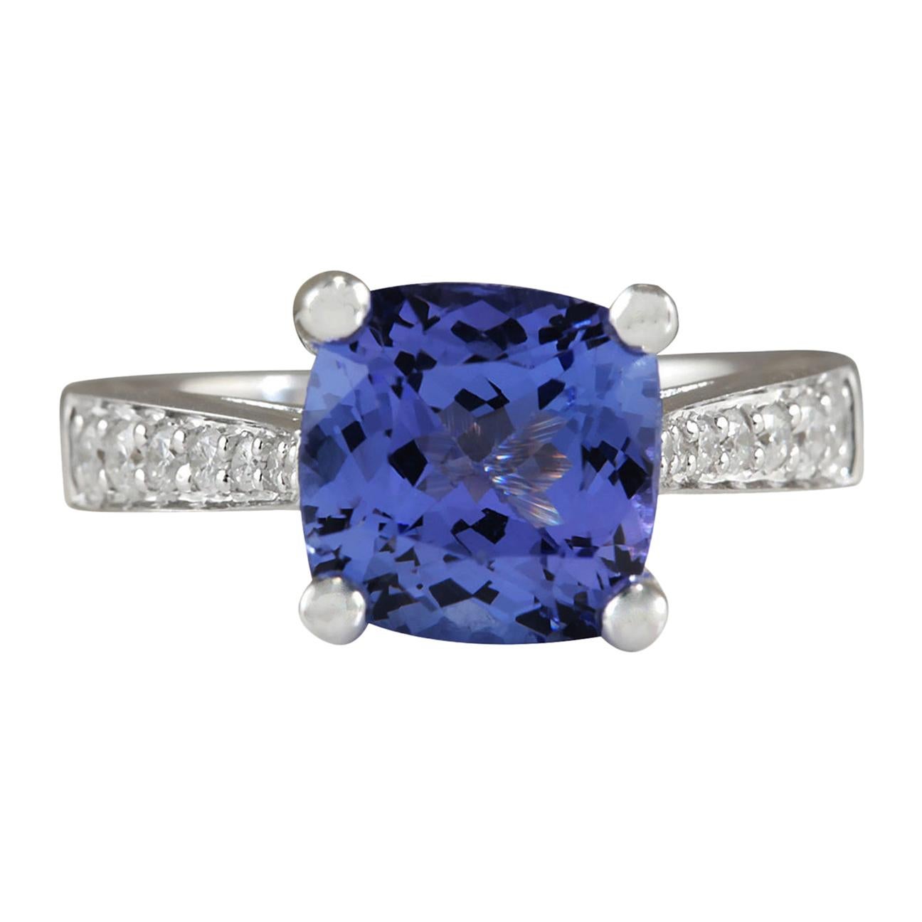 3.11 Carat Genuine Tanzanite and White Diamond 14K White Gold Pendant main image 0