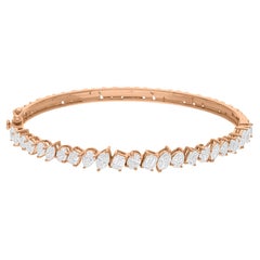 Bracciale con diamanti a forma multipla da 4,11 carati SI/H Gioielli in oro rosa 14 carati