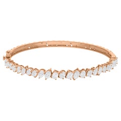 Bracelet jonc en or rose 18 carats avec diamants multiformes de 4,11 carats SI/H