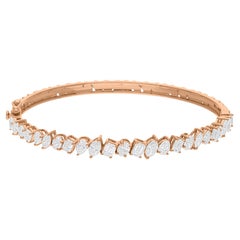 Bracciale con diamanti a forma multipla da 4,11 carati SI/H Gioielli in oro rosa 18 carati