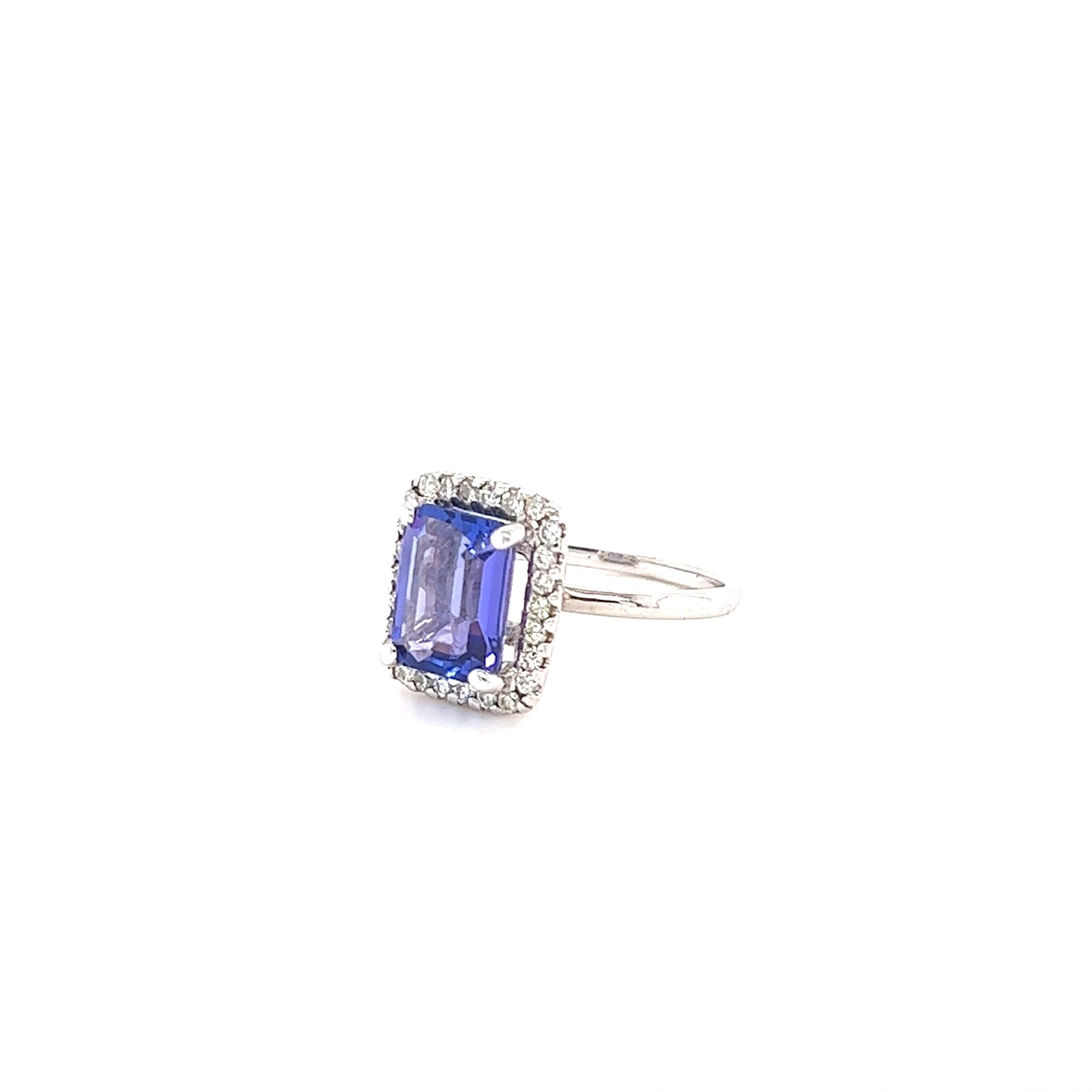 Anillo de oro blanco de 14 quilates con diamante tanzanita de 4,11 quilates Contemporáneo en venta