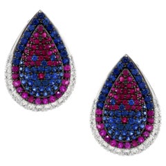 4.11 carats of Sapphire and Ruby Stud Earrings