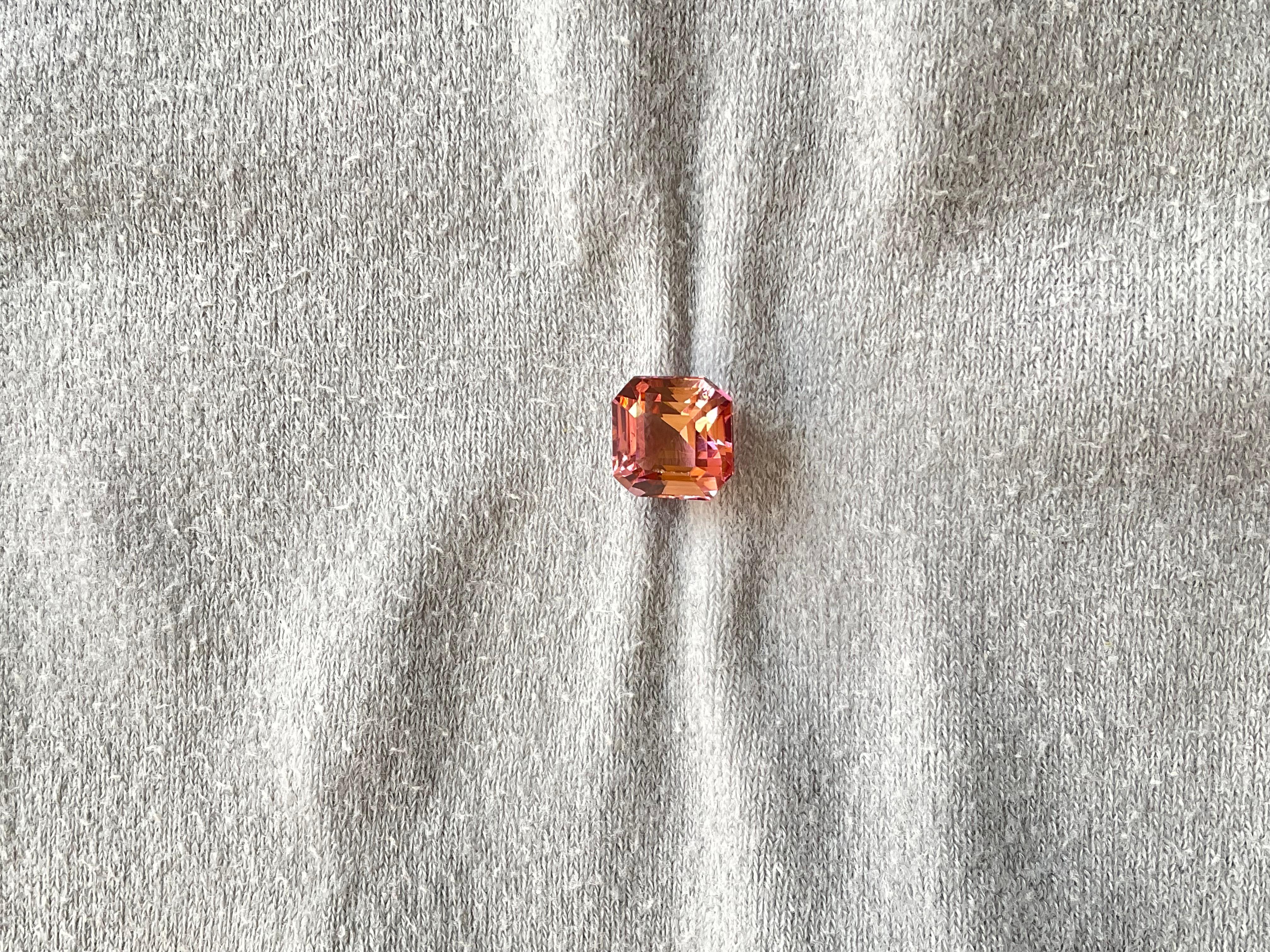 Art Deco 4.11 Carats Pink Peach Top Quality Radiant Cut stone For Jewelry Natural Gem For Sale