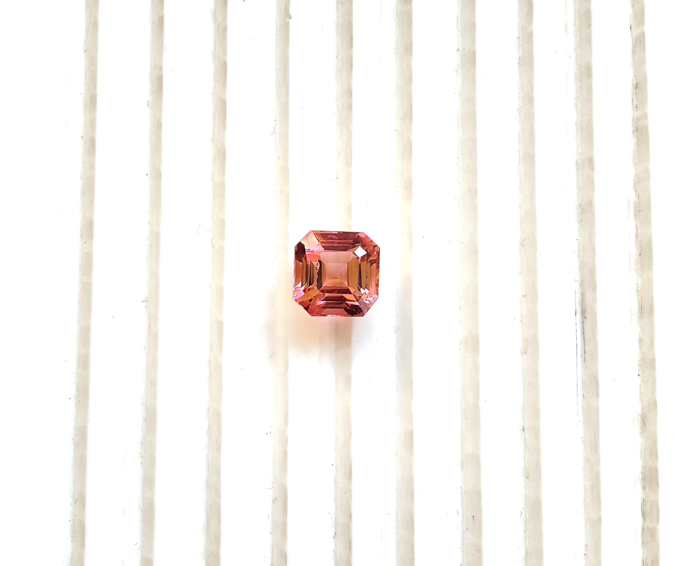 4.11 Carats Pink Peach Top Quality Radiant Cut stone For Jewelry Natural Gem For Sale 2