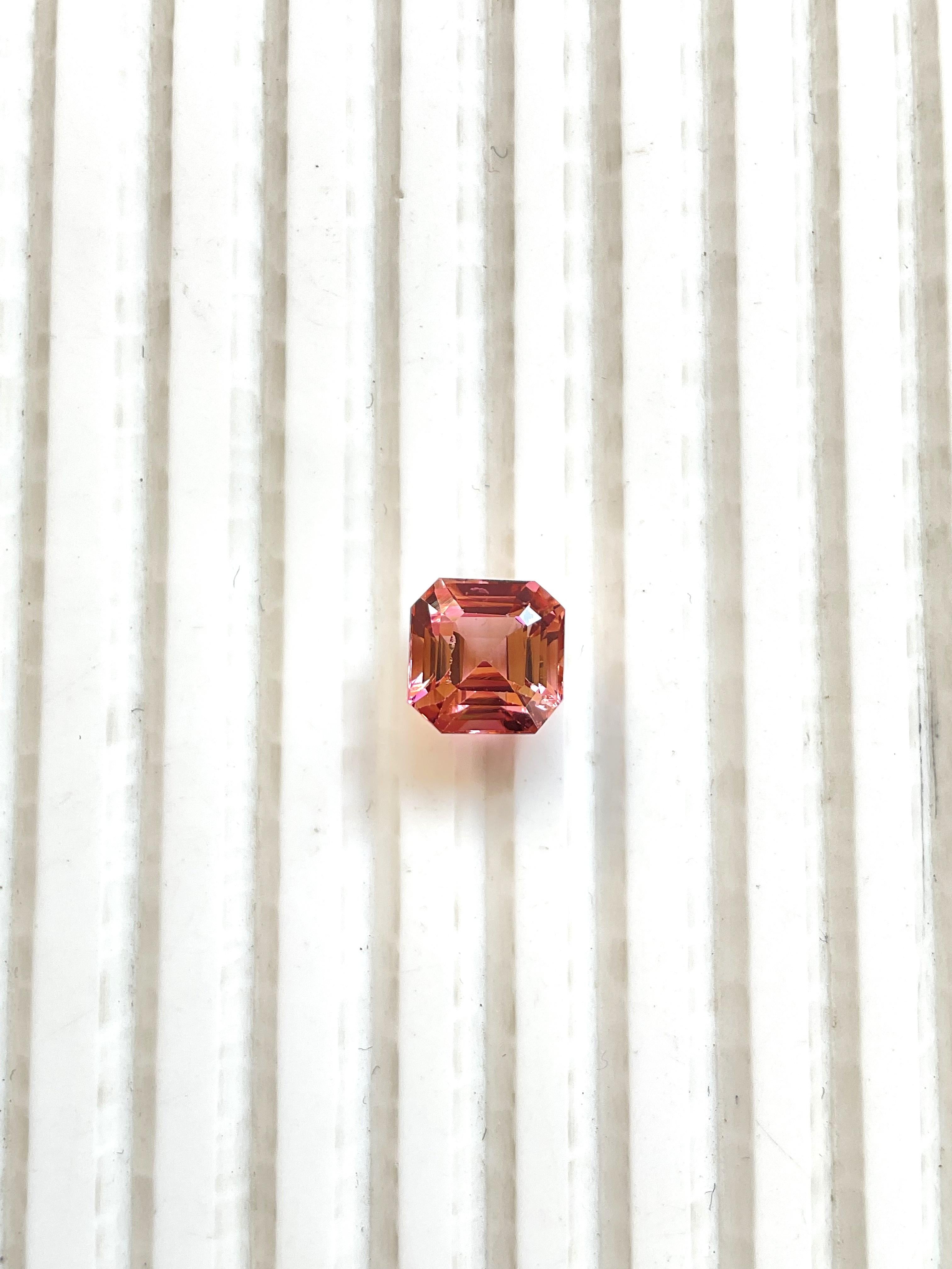 4.11 Carats Pink Peach Top Quality Radiant Cut stone For Jewelry Natural Gem For Sale 4