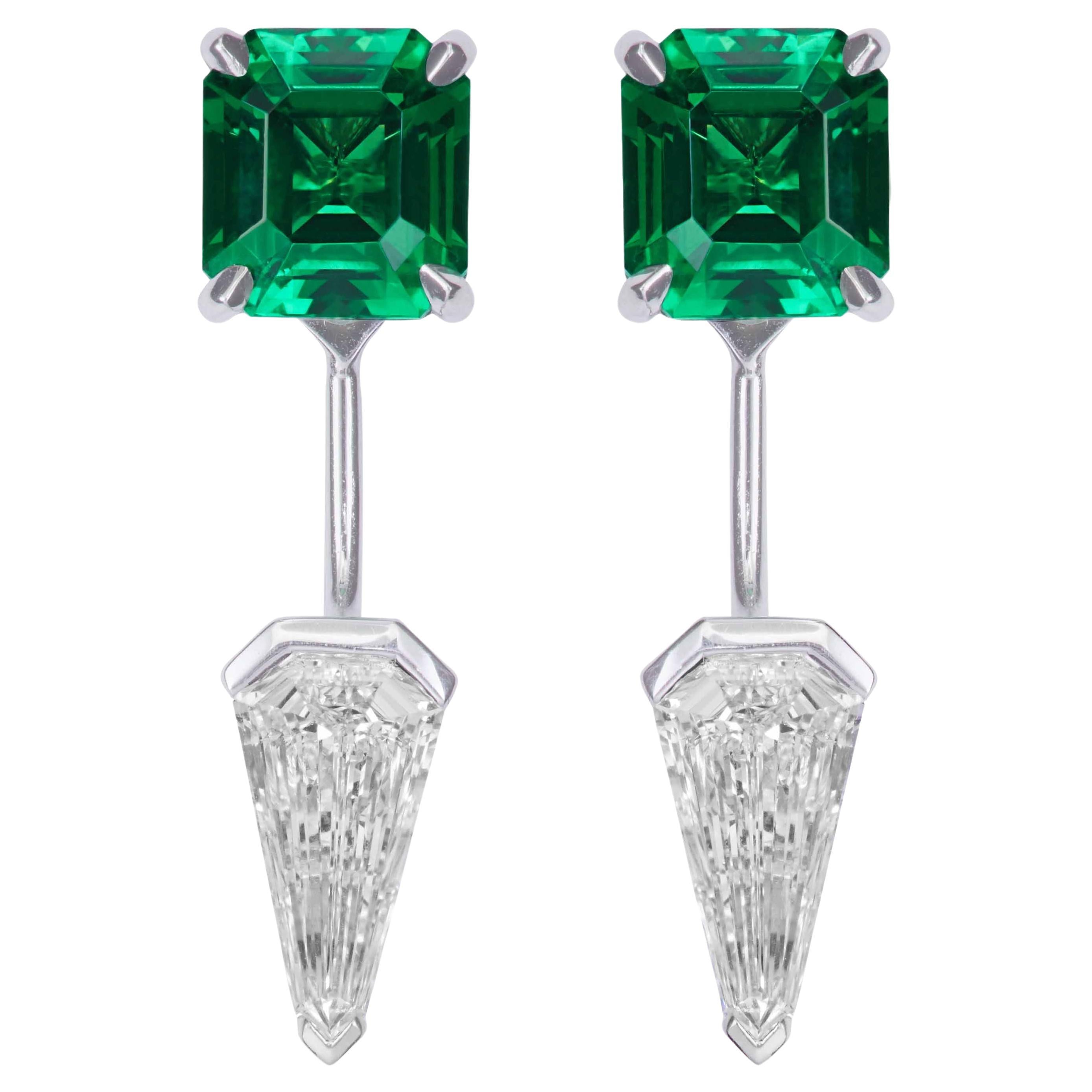 4.11 ct. Tsavorite Studs with Removable Diamond Jackets For Sale