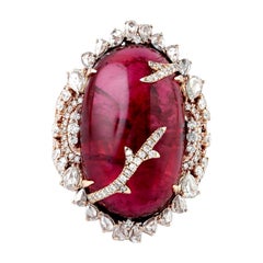 41.19 Carat Rubellite Diamond 18 Karat Gold Ring