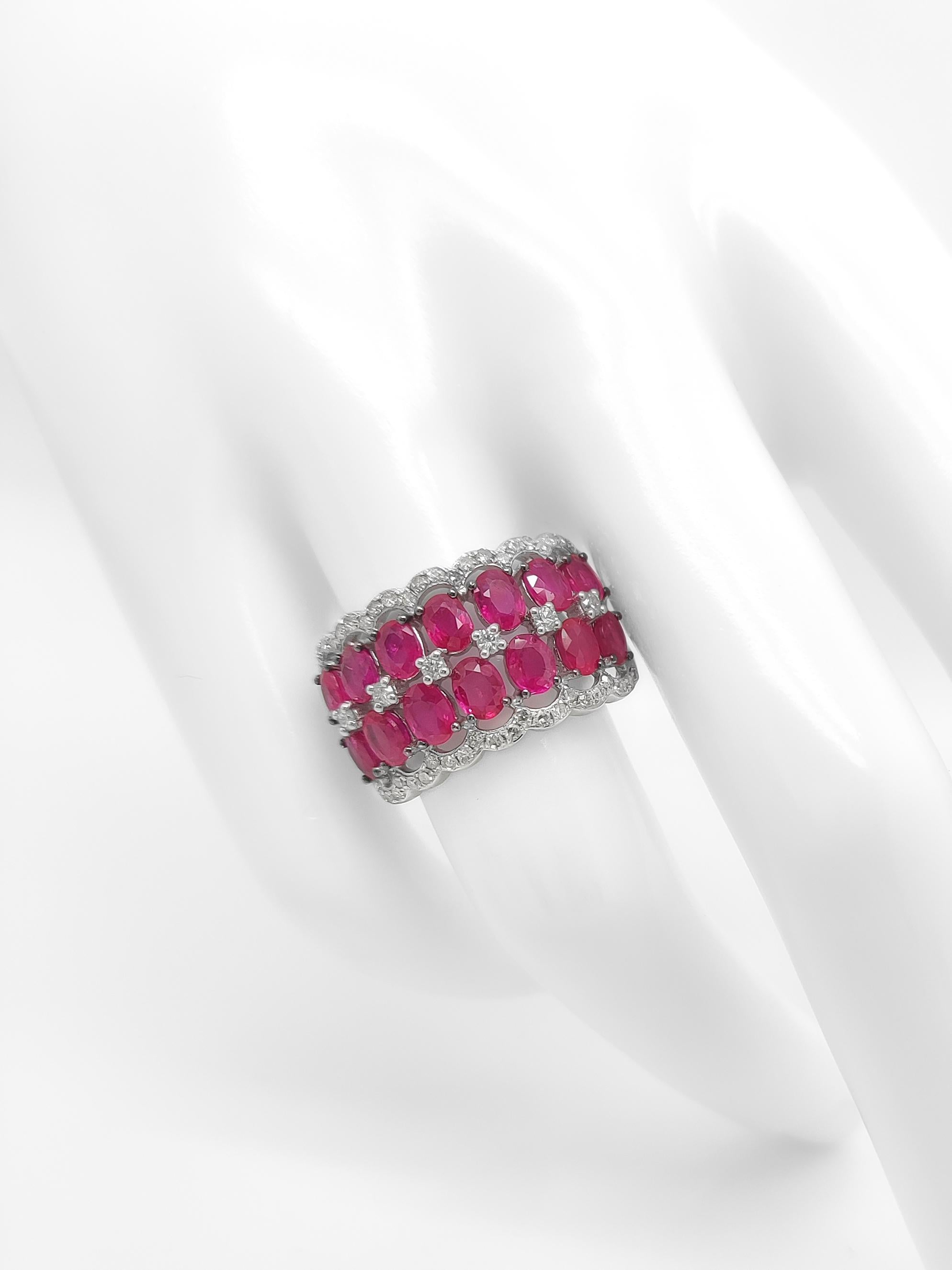 NO RESERVE 3.64CT Ruby & 0.47CT Diamond 14K White Gold Ring For Sale 1