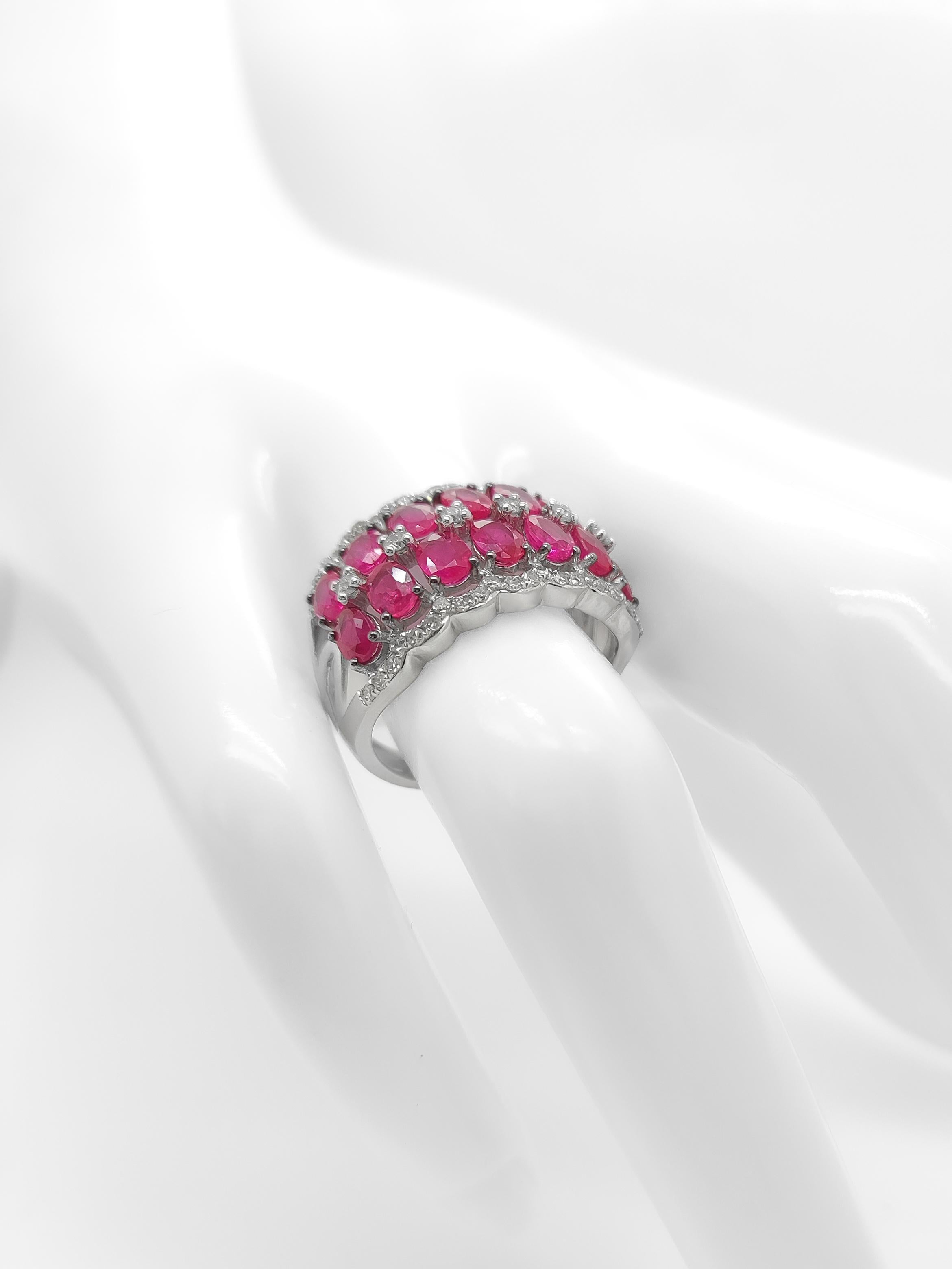 NO RESERVE 3.64CT Ruby & 0.47CT Diamond 14K White Gold Ring For Sale 2