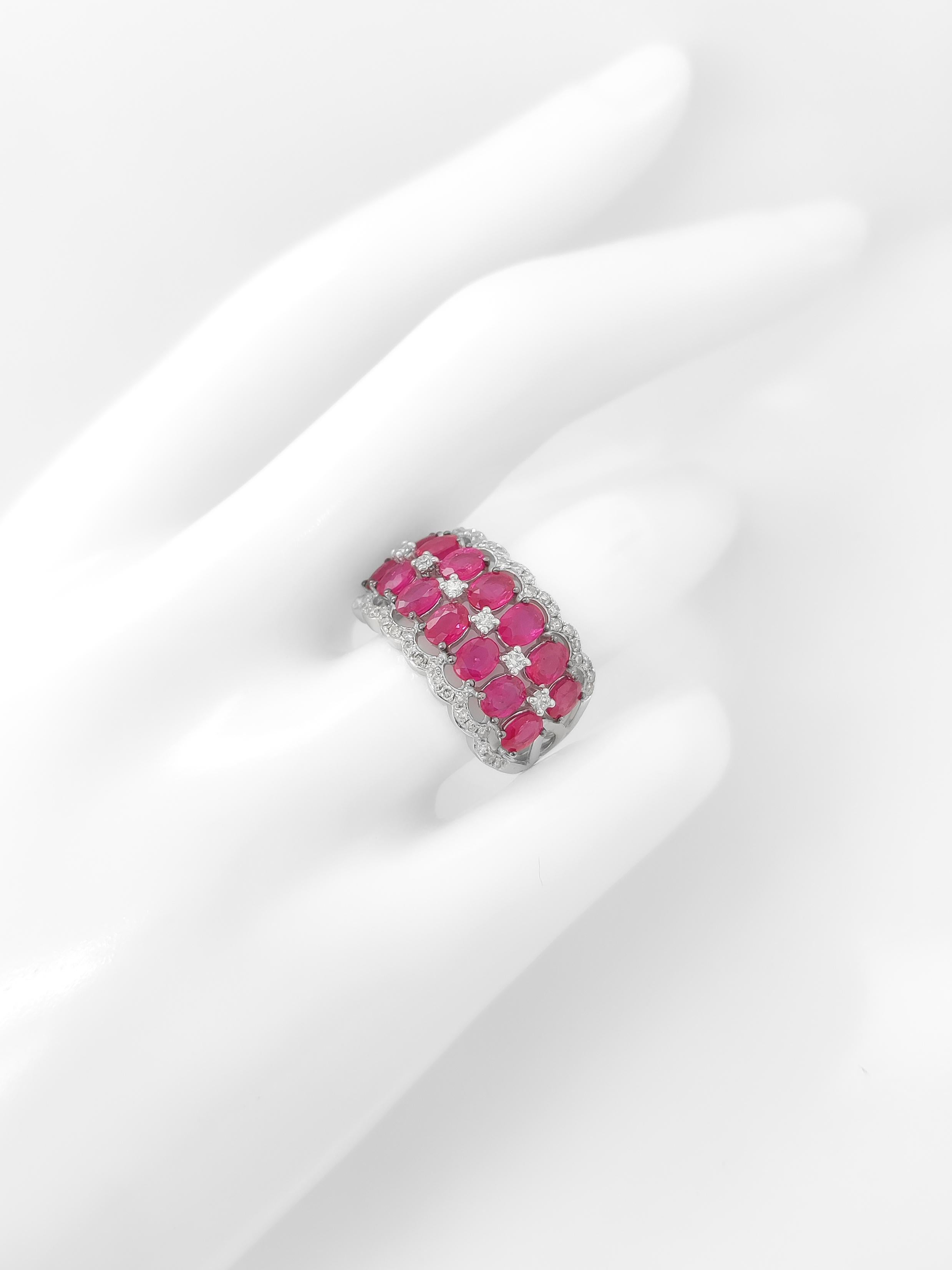 NO RESERVE 3.64CT Ruby & 0.47CT Diamond 14K White Gold Ring For Sale 3