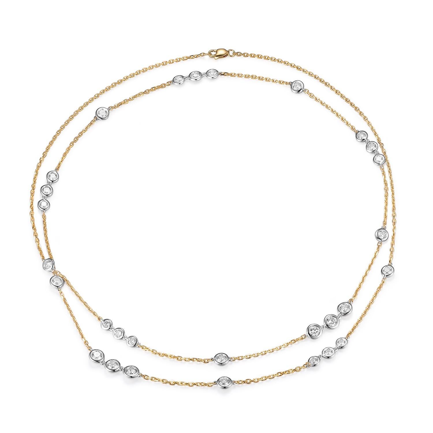 Die 4,12 Karat schwere 29-Stationen-Diamanten-Halskette ist ein atemberaubendes Schmuckstück, das Eleganz und Raffinesse ausstrahlt. Dieses mit viel Liebe zum Detail gefertigte Collier besteht aus insgesamt 4,12 Karat funkelnden Diamanten, die in 18