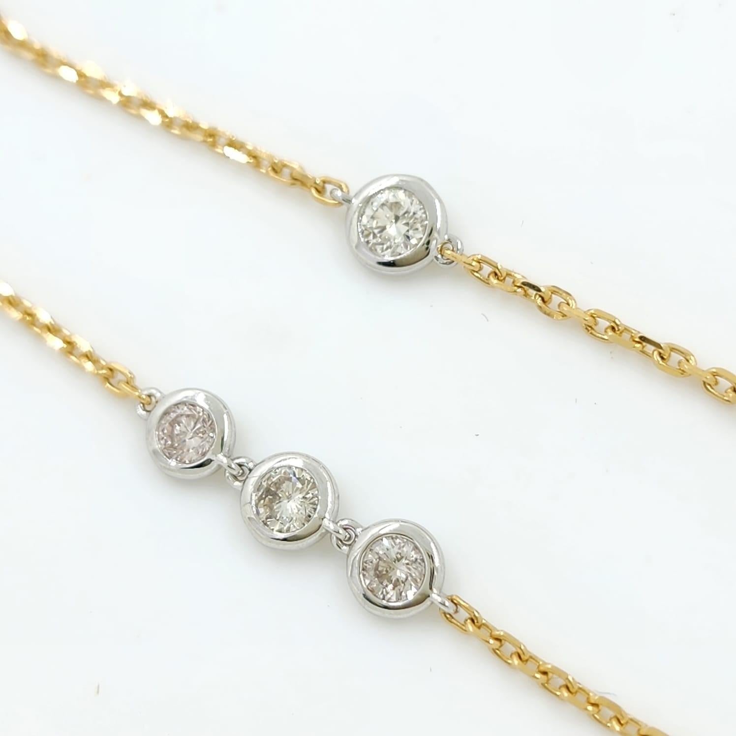 4.12 Carat 29-Station Diamond by The Yard Necklace in 18 Karat Yellow Gold In New Condition For Sale In Hong Kong, HK