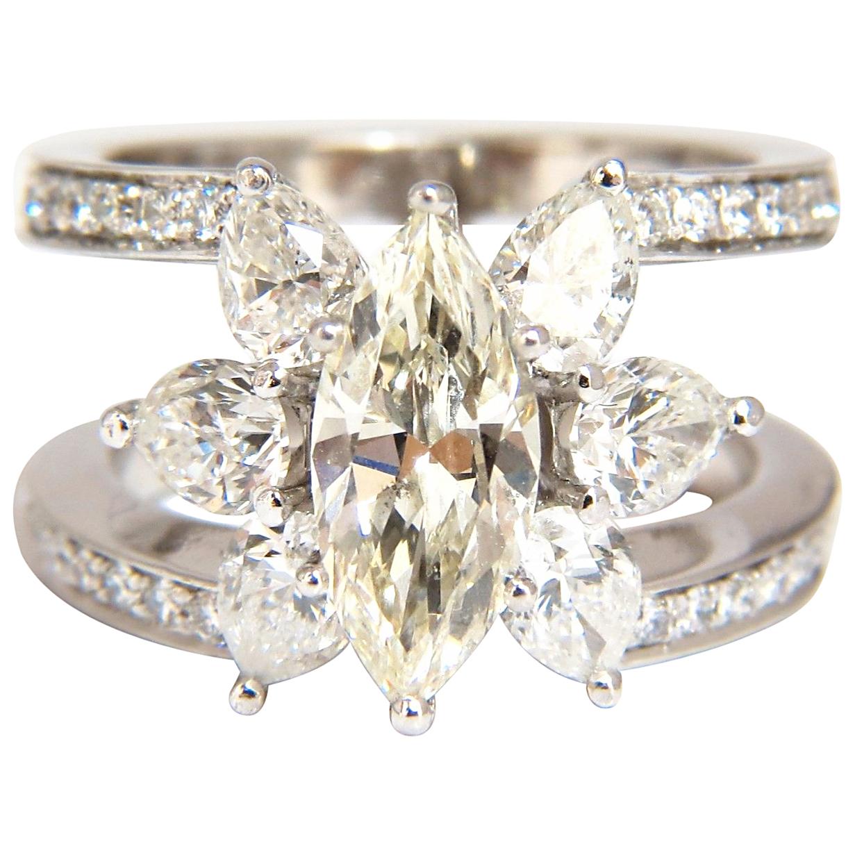 4.12 Carat Natural Diamonds Marquise / Pear Eternity Ring Cocktail Mod*