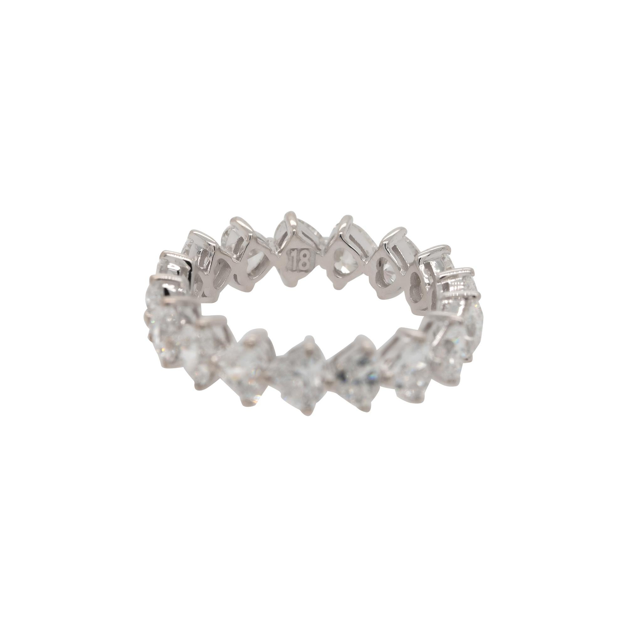 4.12 Carat Natural Trillion Cut Diamond Eternity Band 18 Karat in Stock In Excellent Condition For Sale In Boca Raton, FL