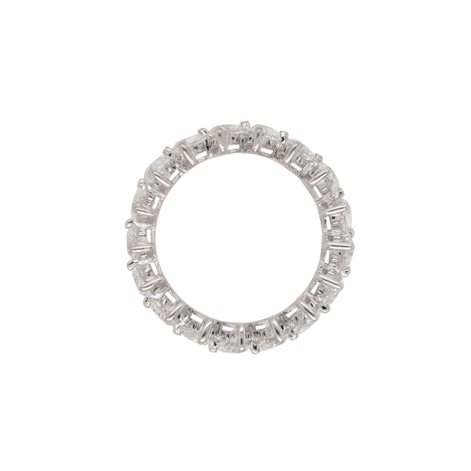 Women's 4.12 Carat Natural Trillion Cut Diamond Eternity Band 18 Karat in Stock For Sale