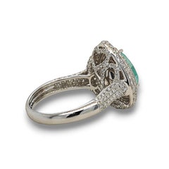 4.12 Carat Neon Blue Heart Paraiba Tourmaline Round Diamond White Gold ring