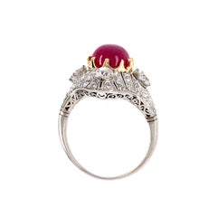 4.11 Carat No Heat Burmese Star Ruby Diamond Platinum Ring Estate Fine Jewelry