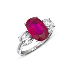 4.12 Carat Oval Statement Ruby Red 14K White Gold Quiet Power Signature