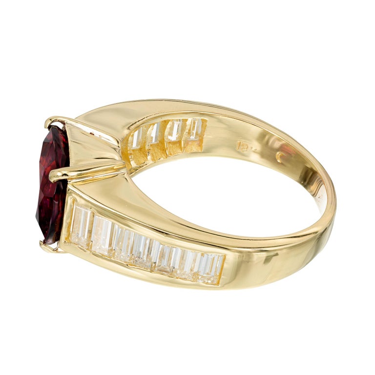4.12 Carat Pink Tourmaline Diamond Yellow Gold Engagement Ring For Sale ...