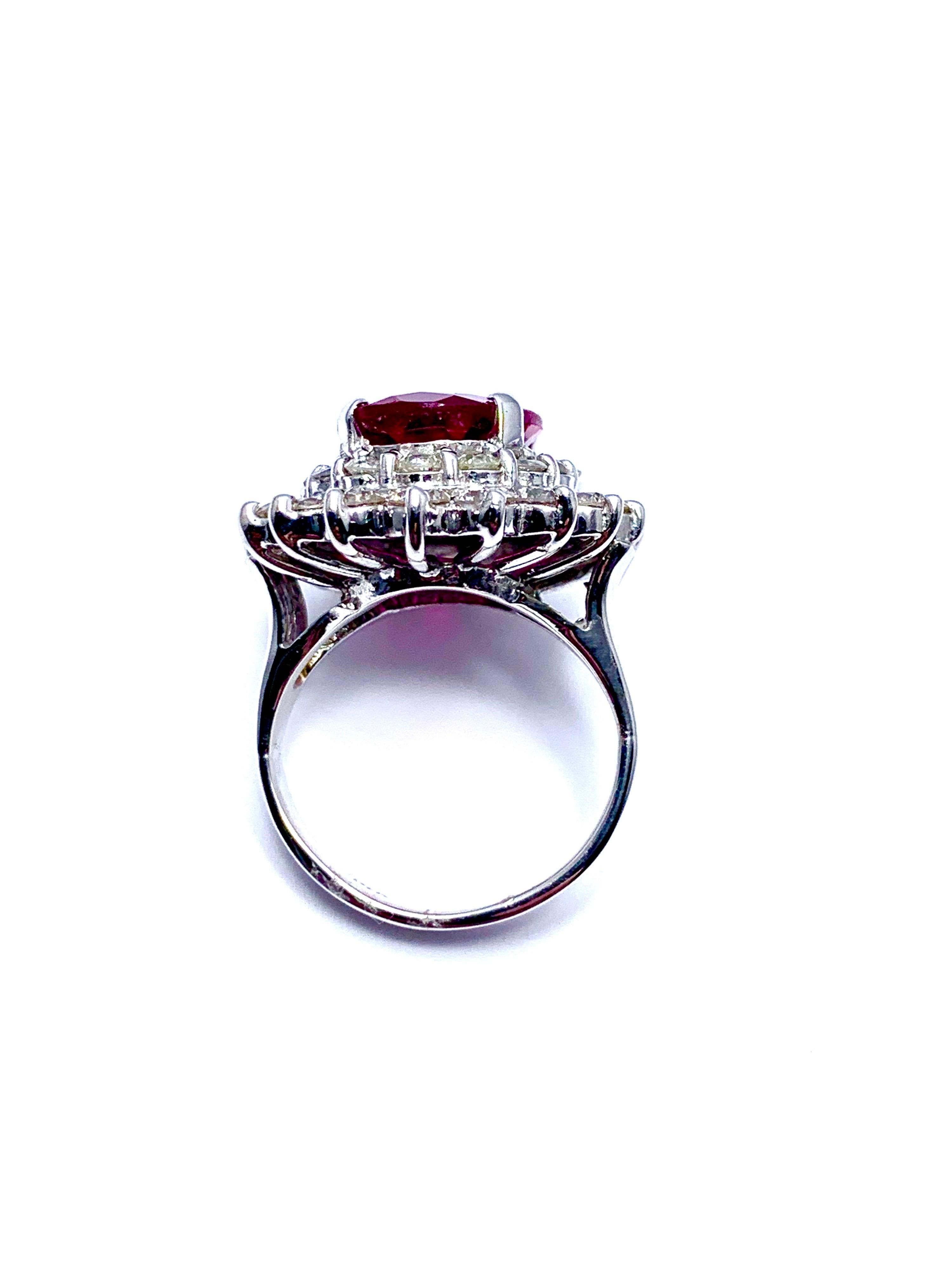 4.12 Carat Rubellite Tourmaline and 2.60 Carat Diamond White Gold Fashion Ring In Excellent Condition In Chevy Chase, MD