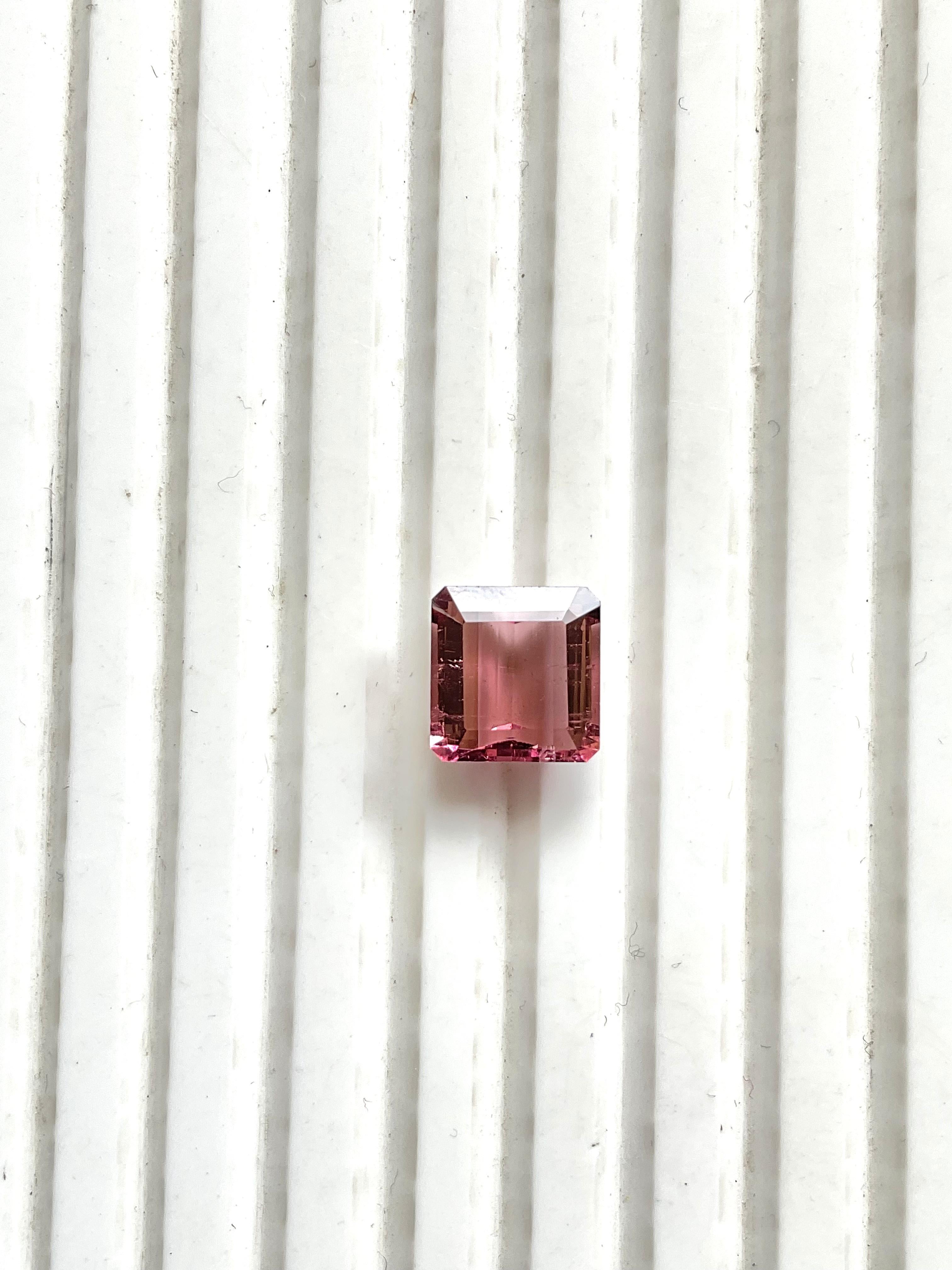Taille octogone 4.12 Carats Pink Peach Tourmaline Octa Faceted Cut stone Top Quality Natural gem en vente