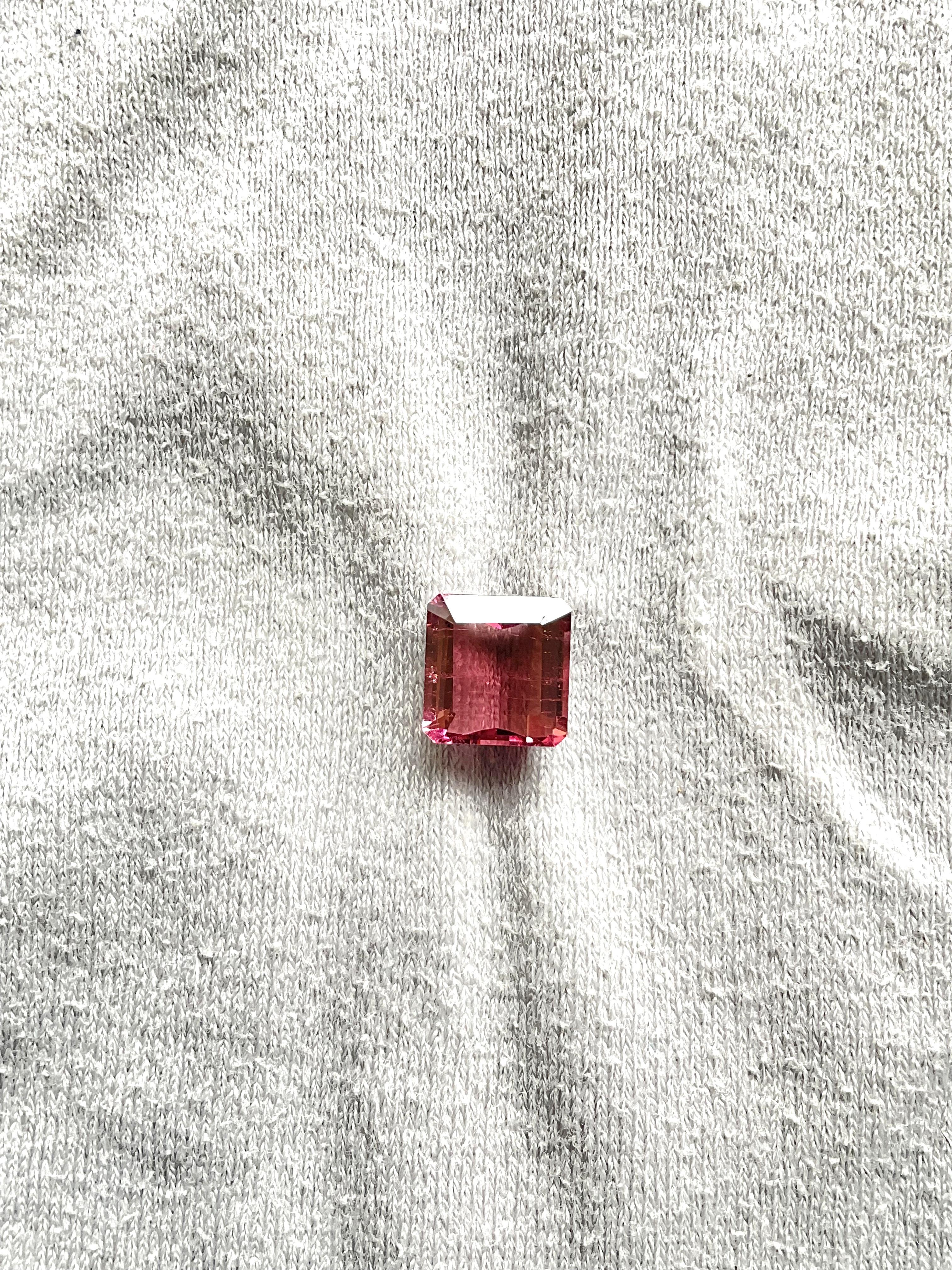 4.12 Carats Pink Peach Tourmaline Octa Faceted Cut stone Top Quality Natural gem Unisexe en vente
