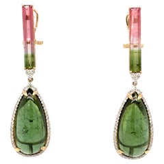 Boucles d'oreilles 41.21 carats Tourmaline Bio-Color Diamant