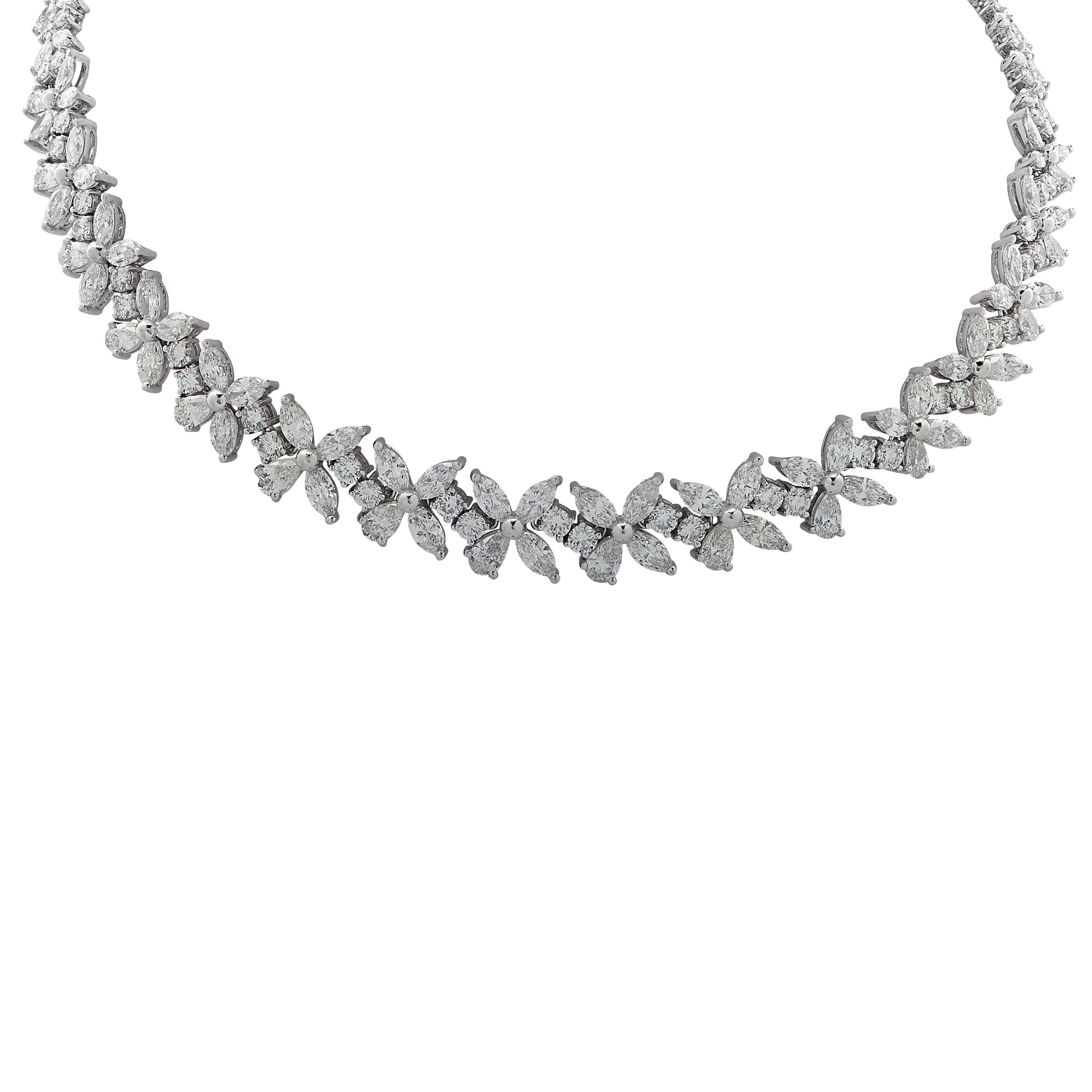 Modern 41.25 Carat Diamond Cluster Necklace