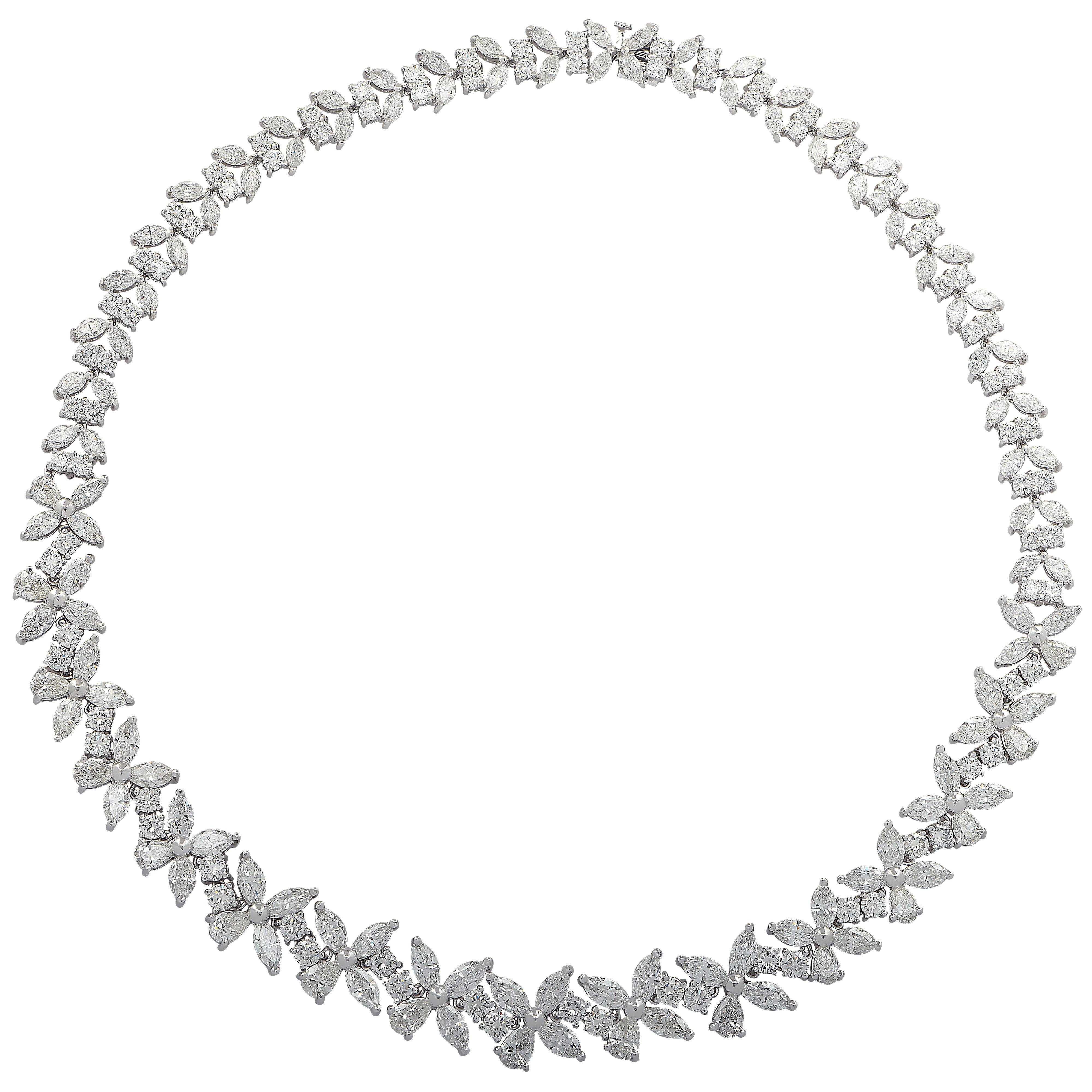 Pear Cut 41.25 Carat Diamond Cluster Necklace