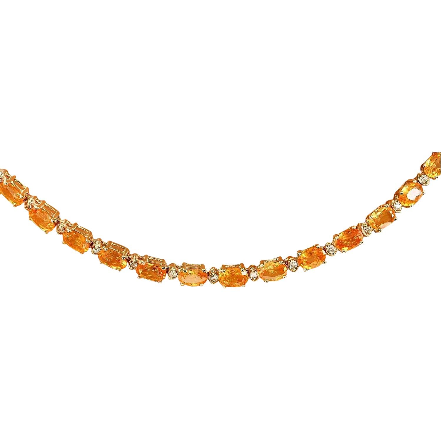 Citrin-Diamant-Halskette aus 14 Karat massivem Gelbgold  (Ovalschliff) im Angebot